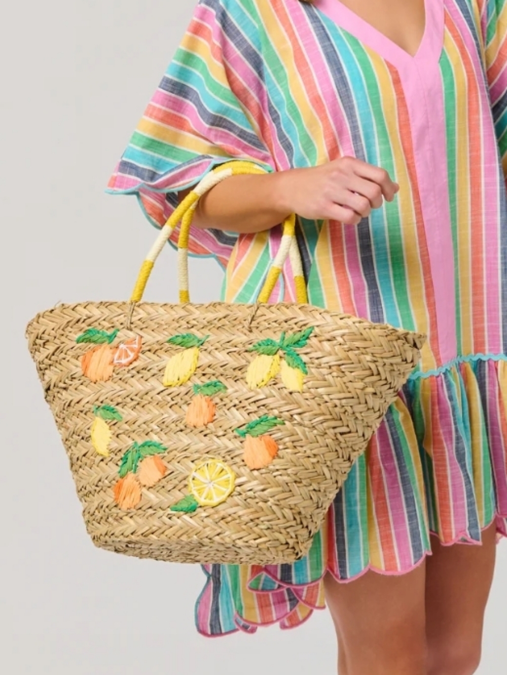 Shiraleah Citrina Straw Tote with Summer Fruit-NWT - Picture 3 of 8